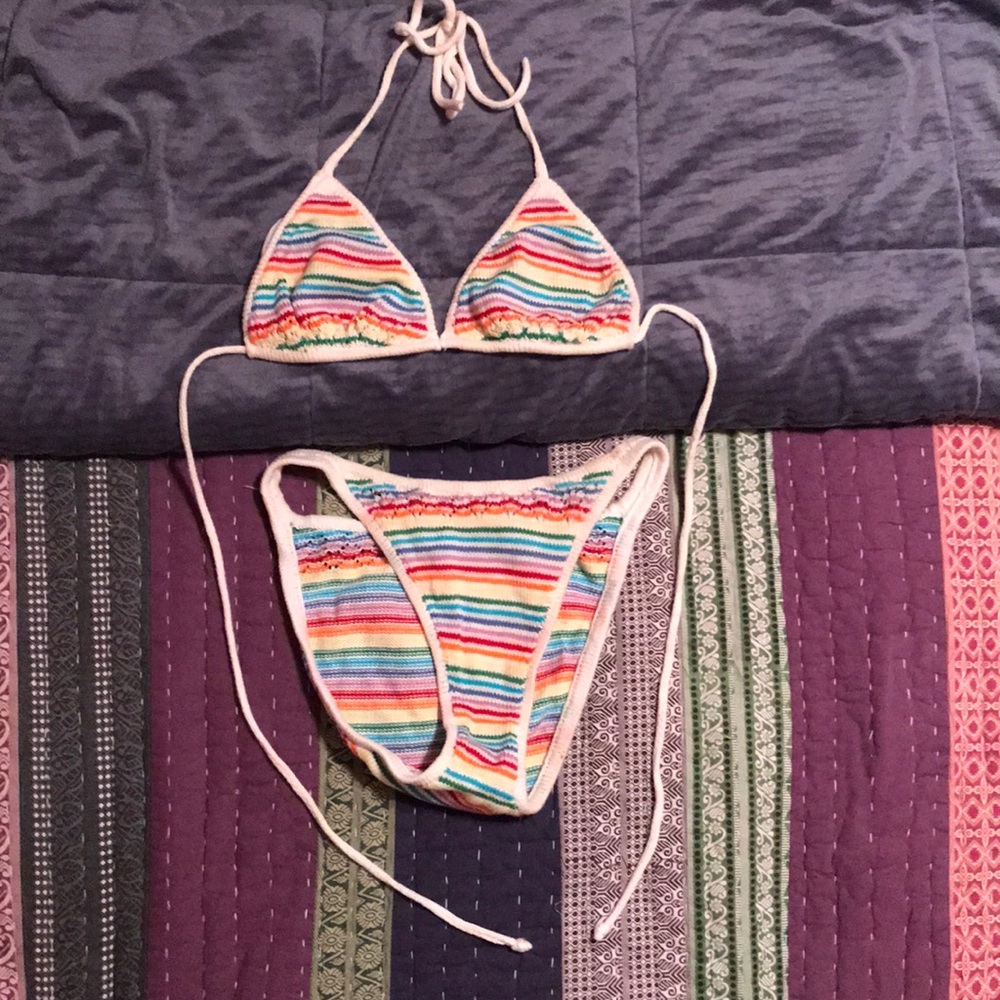 Rainbow crochet bikini 🌈